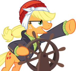 Size: 11604x10796 | Tagged: safe, artist:cyanlightning, applejack, earth pony, pony, g4, ppov, .svg available, absurd resolution, applejack is best facemaker, beanie, bipedal, captain jackbeard, female, hat, helm, pirate, simple background, solo, steering wheel, transparent background, vector