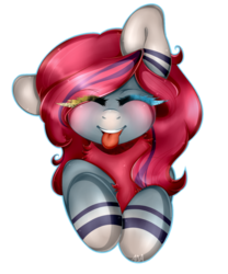 Size: 1024x1231 | Tagged: safe, artist:alliedrawsart, oc, oc only, commission, cute, eyes closed, solo, tongue out