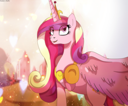 Size: 2629x2181 | Tagged: safe, artist:asika-aida, princess cadance, g4, female, high res, looking at you, raised hoof, solo