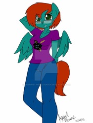 Size: 600x800 | Tagged: safe, artist:luna-tiger, oc, oc only, pegasus, anthro, anthro oc, glasses, simple background, solo, watermark