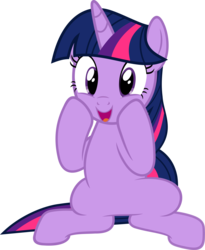 Size: 4926x6000 | Tagged: safe, artist:slb94, twilight sparkle, pony, unicorn, g4, absurd resolution, adorkable, cute, dork, excited, female, hoof on face, mare, open mouth, simple background, sitting, solo, transparent background, twiabetes, unicorn twilight, vector