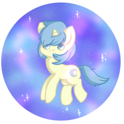 Size: 1700x1700 | Tagged: safe, artist:blissprism, oc, oc only, oc:celestial charm, pony, unicorn, cute, cutie mark, femboy, floating, male, solo, space