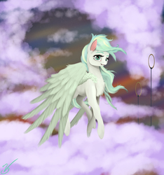 Size: 3188x3402 | Tagged: safe, artist:vinicius040598, vapor trail, pegasus, pony, g4, top bolt, buckball, chest fluff, cloud, ear fluff, female, high res, large wings, on a cloud, open mouth, smiling, solo
