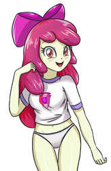 Size: 2195x3368 | Tagged: safe, artist:sumin6301, apple bloom, equestria girls, g4, adorasexy, belly button, blushing, breasts, busty apple bloom, clothes, cute, female, high res, looking at you, older, older apple bloom, open mouth, panties, partial nudity, sexy, short shirt, solo, the cmc's cutie marks, underwear, white underwear
