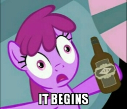 Size: 291x249 | Tagged: safe, edit, edited screencap, screencap, berry punch, berryshine, g4, barney gumble, cider, done right, female, image macro, it begins, male, meme, scrumpy, solo, team fortress 2, the simpsons