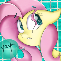 Size: 2048x2048 | Tagged: safe, artist:vanillashineart, fluttershy, g4, bust, colored pupils, female, heart eyes, high res, looking away, portrait, solo, speech bubble, wingding eyes, yay