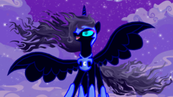 Size: 1920x1080 | Tagged: safe, artist:nightmaremoooooon, nightmare moon, alicorn, pony, g4, female, night, solo, spread wings