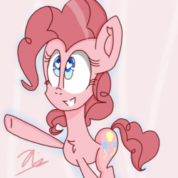 Size: 768x768 | Tagged: safe, artist:violetstar36, pinkie pie, earth pony, pony, g4, female, heart eyes, mare, raised hoof, smiling, solo, wingding eyes