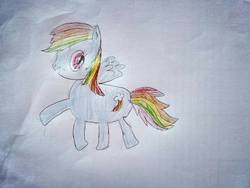 Size: 1280x960 | Tagged: safe, artist:sumi-mlp25, rainbow dash, g4, backwards cutie mark, female, paper, solo, traditional art