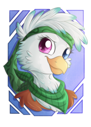 Size: 1771x2480 | Tagged: safe, artist:kotezio, oc, oc only, oc:charlene, griffon, bandana, bust, clothes, colored pupils, heterochromia, portrait, scarf, smiling, solo