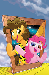 Size: 755x1147 | Tagged: safe, artist:tony fleecs, idw, official comic, cheese sandwich, pinkie pie, friends forever #34, g4, my little pony: friends forever, spoiler:comic, cover, parody, weird al yankovic, weird al yankovic in 3-d