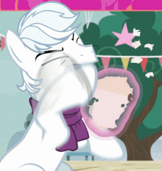 Size: 485x511 | Tagged: safe, screencap, double diamond, earth pony, pony, g4, to where and back again, angry, animated, clothes, confetti, gif, gritted teeth, hoofy-kicks, loop, male, nightmare, nope, paper, scarf, solo, stallion, tearing