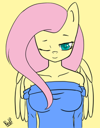 Size: 780x1000 | Tagged: safe, artist:redprep, fluttershy, anthro, g4, breasts, busty fluttershy, female, shoulders, solo