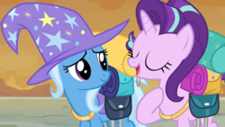 Size: 1920x1080 | Tagged: safe, screencap, starlight glimmer, trixie, pony, g4, to where and back again, cute