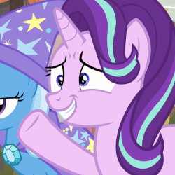 Size: 518x518 | Tagged: safe, screencap, starlight glimmer, pony, g4, to where and back again, animated, female, gif, loop, smile and wave, waving