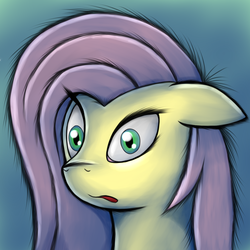 Size: 1724x1724 | Tagged: safe, artist:susihiisi, fluttershy, pony, g4, bust, female, floppy ears, fluffy, open mouth, portrait, solo, surprised