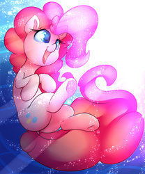Size: 2500x3000 | Tagged: safe, artist:madacon, pinkie pie, earth pony, pony, g4, color porn, crepuscular rays, cute, diapinkes, female, high res, mare, open mouth, solo, underhoof