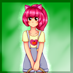 Size: 2000x2000 | Tagged: safe, artist:missmeower, apple bloom, human, g4, female, high res, humanized, solo