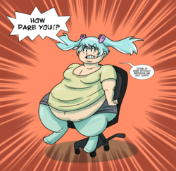 Size: 1027x1000 | Tagged: safe, artist:bonusart, oc, oc only, oc:hope, satyr, bbw, belly, belly button, fat, obese, parent:lyra heartstrings, reaction, solo