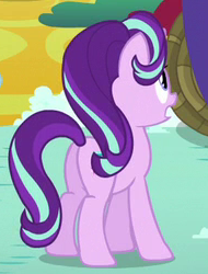 Size: 190x250 | Tagged: safe, screencap, starlight glimmer, pony, unicorn, g4, to where and back again, butt, cropped, female, glimmer glutes, mare, open mouth, plot, solo