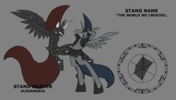 Size: 2000x1140 | Tagged: safe, artist:rexlupin, alicorn, pony, alexandria (character), bipedal, crossover, human pose, jojo's bizarre adventure, ponified, pose, stand, worm (series)