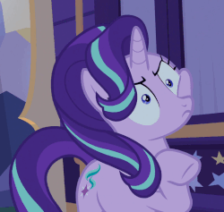 Size: 536x508 | Tagged: safe, screencap, starlight glimmer, pony, g4, season 6, to where and back again, animated, eavesdropping, female, gif, loop, mare, solo, squishy cheeks