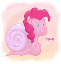 Size: 2280x2396 | Tagged: safe, artist:adequality, artist:kaboodlesque, pinkie pie, original species, snail, snail pony, g4, female, high res, slime, snailified, solo, species swap, wat