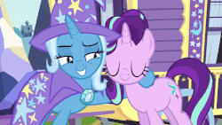 Size: 747x420 | Tagged: safe, screencap, starlight glimmer, trixie, pony, g4, to where and back again, animated, female, gif