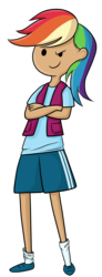 Size: 1008x2736 | Tagged: safe, artist:thecheeseburger, rainbow dash, human, g4, adventure time, female, humanized, male, simple background, solo, style emulation, transparent background
