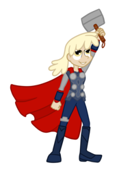 Size: 900x1296 | Tagged: safe, artist:thecheeseburger, mjölna, human, g4, crossover, female, hammer, humanized, mjölnir, simple background, solo, thor, transparent background, war hammer, weapon