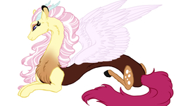 Size: 2500x1500 | Tagged: safe, artist:gigason, oc, oc only, oc:chaos willow, hybrid, interspecies offspring, offspring, parent:discord, parent:fluttershy, parents:discoshy, solo