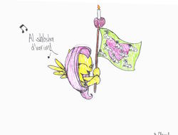 Size: 3289x2498 | Tagged: safe, artist:endlesswire94, fluttershy, rabbit, g4, apple, candle, cute, eyes closed, flag, food, heart, hebrew, high res, hoof hold, judaism, music notes, open mouth, shyabetes, simchas torah, simple background, singing, smiling, spread wings, white background