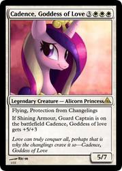 Size: 375x523 | Tagged: safe, artist:magicbronie24, artist:ric-m, edit, princess cadance, g4, card, ccg, female, magic the gathering, solo, trading card, trading card edit