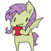 Size: 100x100 | Tagged: safe, artist:pohwaran, fluttershy, bat pony, pony, g4, aikatsu!, animated, apple, cute, eating, female, flutterbat, food, frame by frame, gif, gif for breezies, icon, parody, picture for breezies, race swap, shyabates, shyabetes, solo