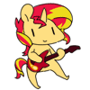 Size: 100x100 | Tagged: safe, artist:pohwaran, artist:walf, sunset shimmer, pony, unicorn, g4, aikatsu!, animated, cute, female, frame by frame, gif, gif for breezies, guitar, icon, musical instrument, picture for breezies, shimmerbetes, solo, sunset shredder