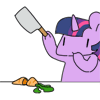 Size: 100x100 | Tagged: safe, artist:pohwaran, twilight sparkle, g4, aikatsu!, animated, carrot, cute, female, food, frame by frame, gif, gif for breezies, icon, knife, picture for breezies, solo, twiabetes