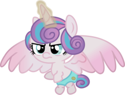 Size: 1186x908 | Tagged: safe, artist:andrevus, princess flurry heart, alicorn, pony, g4, to where and back again, angry, angry baby, baby, diaper, female, flurry heart is not amused, flying, frown, fury heart, glare, glowing horn, horn, infant, magic, simple background, solo, spread wings, transparent background, unamused