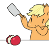 Size: 100x100 | Tagged: safe, artist:pohwaran, applejack, g4, animated, apple, chopping, cleaver, cute, female, food, frame by frame, gif, gif for breezies, icon, jackabetes, picture for breezies, solo