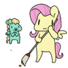 Size: 100x100 | Tagged: safe, artist:pohwaran, fluttershy, zephyr breeze, pegasus, pony, g4, animated, bipedal, broom, chibi, clapping, cute, frame by frame, gif, gif for breezies, hoof hold, icon, picture for breezies, shyabetes, simple background, smiling, sweeping, transparent background, zephyrbetes