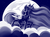 Size: 2000x1464 | Tagged: safe, artist:dimfann, princess luna, alicorn, g4, cloud, female, full moon, lidded eyes, looking down, monochrome, moon, night, night sky, raised hoof, sad, solo, sparkling, stars, walking