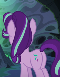Size: 545x699 | Tagged: safe, screencap, starlight glimmer, thorax, pony, unicorn, g4, to where and back again, butt, cropped, female, glimmer glutes, mare, plot, rear view, solo