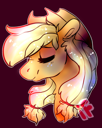 Size: 1212x1515 | Tagged: safe, artist:frappuchin, applejack, g4, alternate hairstyle, eyes closed, female, pigtails, solo