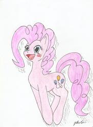 Size: 1700x2338 | Tagged: safe, artist:stardustchild01, pinkie pie, g4, female, pronking, solo, traditional art