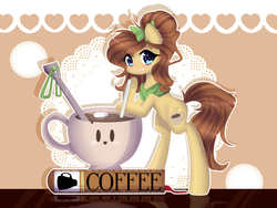 Size: 4000x3000 | Tagged: safe, artist:togeticisa, oc, oc only, oc:mocha latte, pony, coffee, cute, female, looking at you, solo