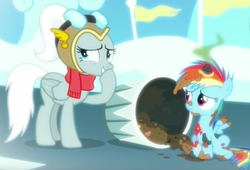 Size: 916x622 | Tagged: safe, screencap, ms. whirlwind, rainbow dash, pegasus, pony, g4, newbie dash, bitch, filly, filly rainbow dash, flashback, terrible teacher, trash can