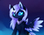 Size: 1600x1295 | Tagged: safe, artist:magnaluna, princess luna, alicorn, pony, g4, alternate design, blue background, blue sclera, cheek fluff, chest fluff, colored wings, colored wingtips, curved horn, cute, ear fluff, female, fluffy, heart eyes, horn, looking at you, mare, peytral, s1 luna, simple background, smiling, solo, sparkly ears, sparkly wings, spread wings, sweet dreams fuel, white-haired luna, wingding eyes, wings