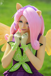 Size: 669x1004 | Tagged: safe, artist:ryoko-demon, fluttershy, human, equestria girls, g4, my little pony equestria girls: rainbow rocks, clothes, cosplay, costume, irl, irl human, photo, ponied up, solo