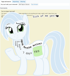 Size: 1583x1704 | Tagged: safe, artist:badumsquish, derpibooru exclusive, oc, oc only, oc:albany, pony, derpibooru, g4, badumsquish strikes again, ban, ban pony, body writing, butt, chubby, derpibooru ponified, dialogue, dreamworks face, female, heart, large butt, looking at you, looking back, meta, plot, ponified, raised hoof, rule 85, simple background, smirk, smug, solo, talking to viewer, taunting