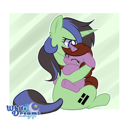 Size: 2701x2635 | Tagged: safe, artist:xwhitedreamsx, oc, oc only, pony, unicorn, female, filly, high res, hug