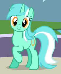Size: 2432x2944 | Tagged: safe, artist:astringe, lyra heartstrings, pony, unicorn, g4, bridge, female, high res, looking at you, raised hoof, smiling, solo, vector